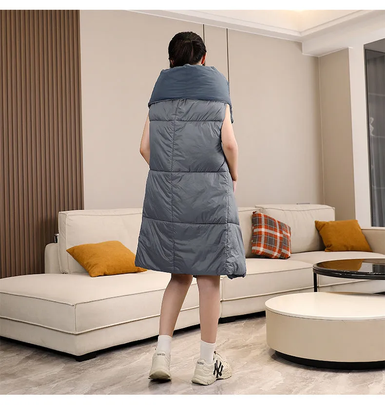 Two-in-One Grey Heated Blanket