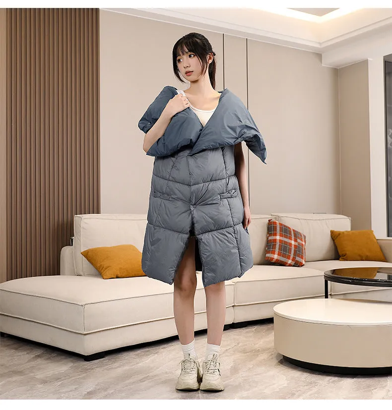 Two-in-One Grey Heated Blanket