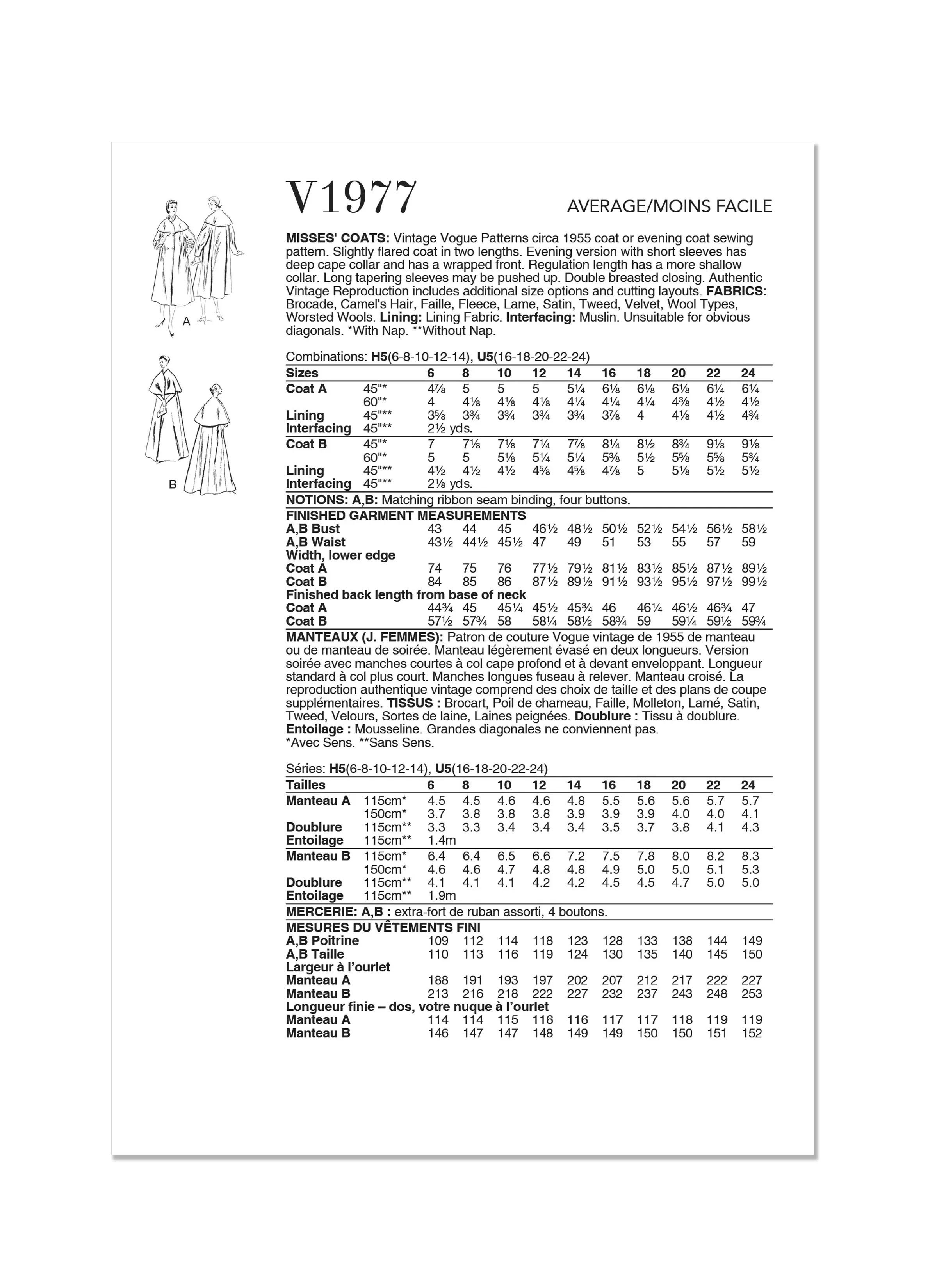 Voguepattern V1977 Misses' Jacket