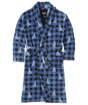 Westport Black Retriever Plaid Shawl Robe