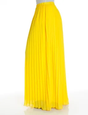 Yellow pleated Maxi Skirt