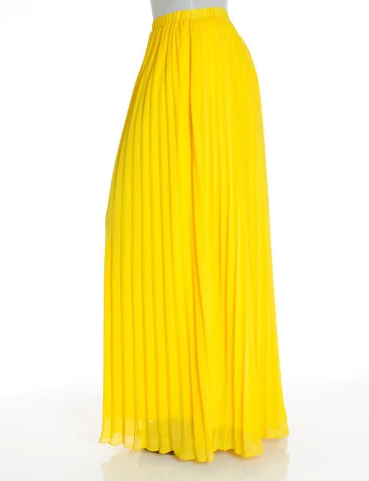 Yellow pleated Maxi Skirt