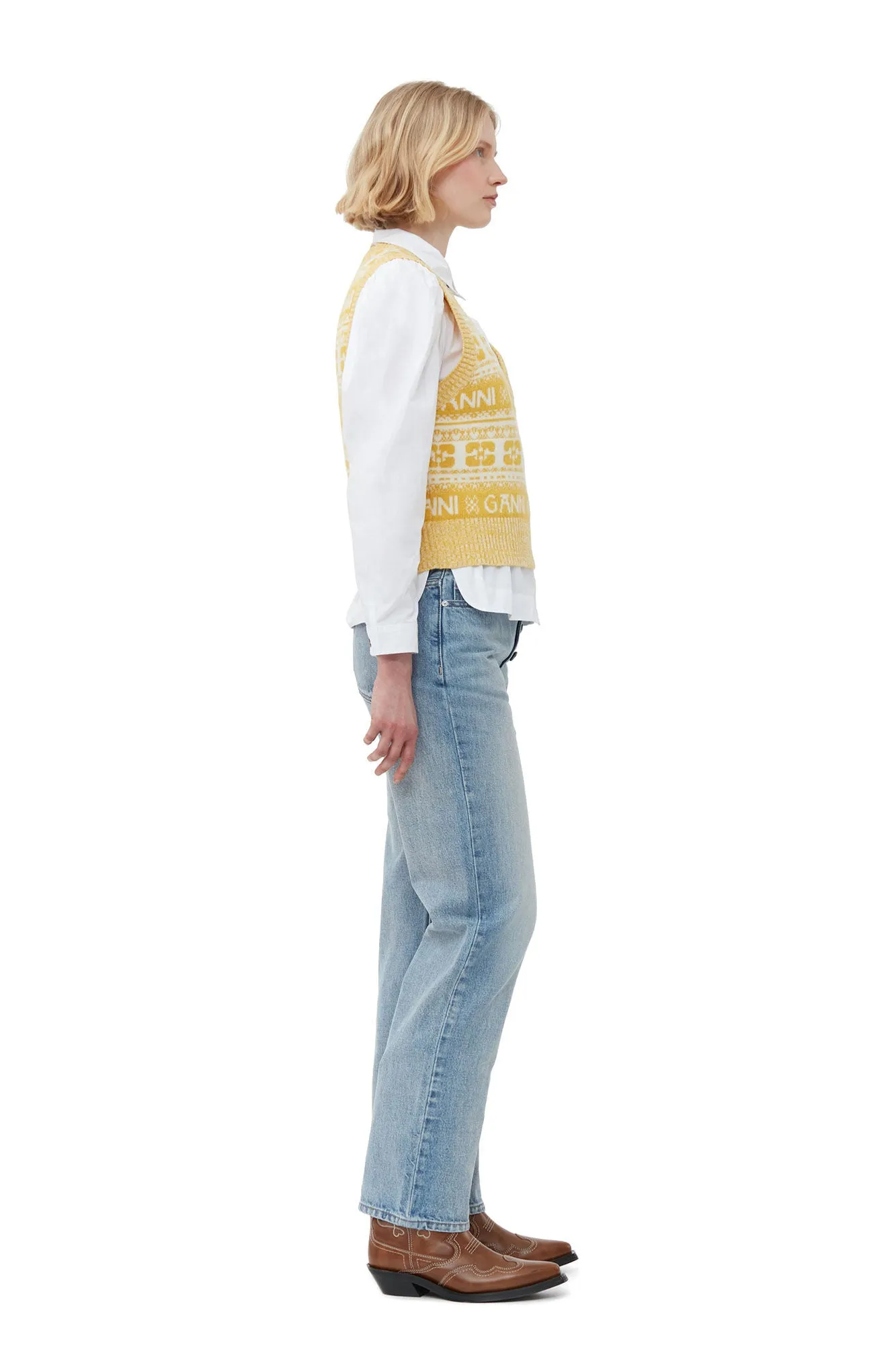 YELLOW WOOL MIX VEST Ganni