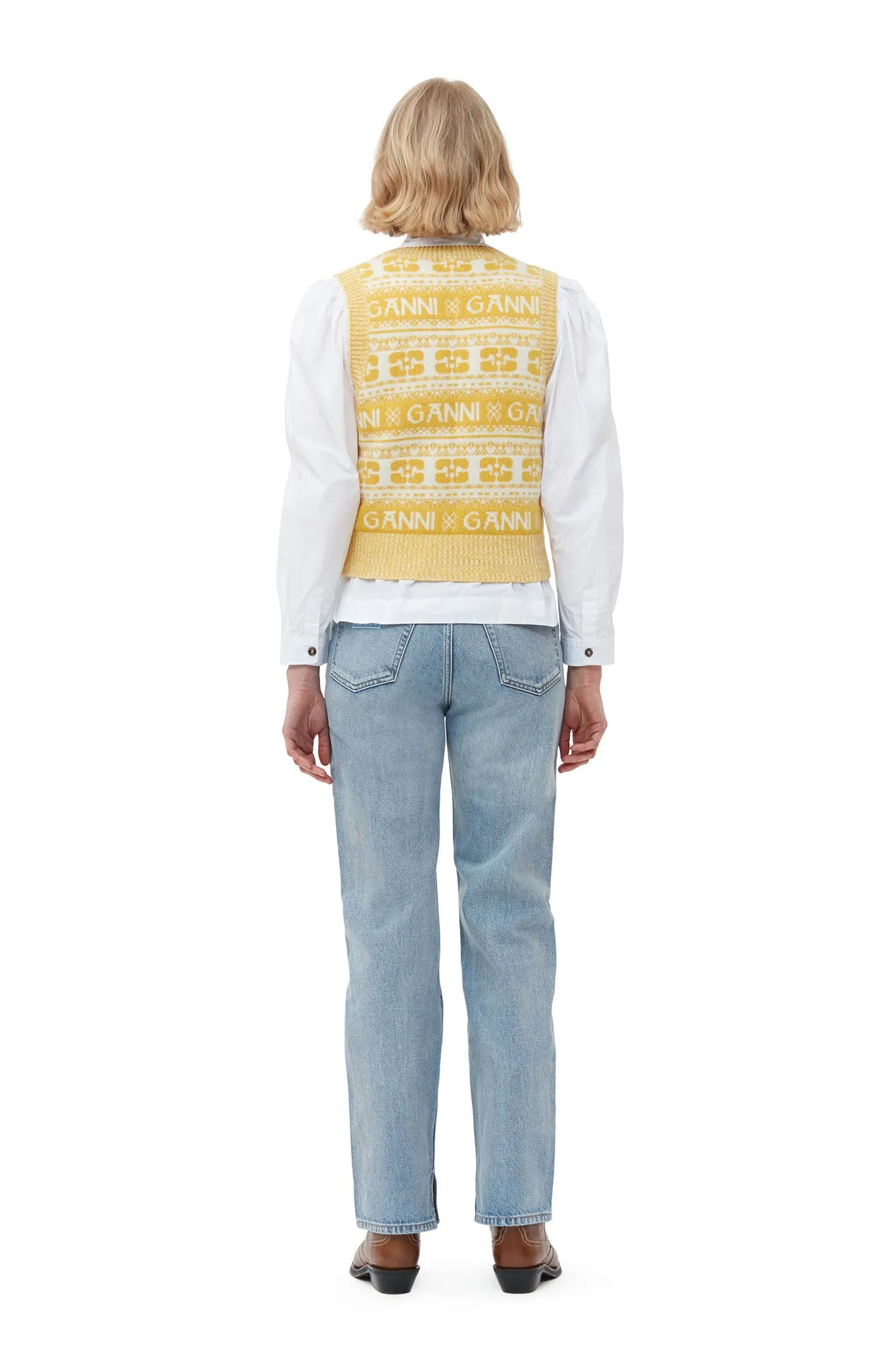 YELLOW WOOL MIX VEST Ganni