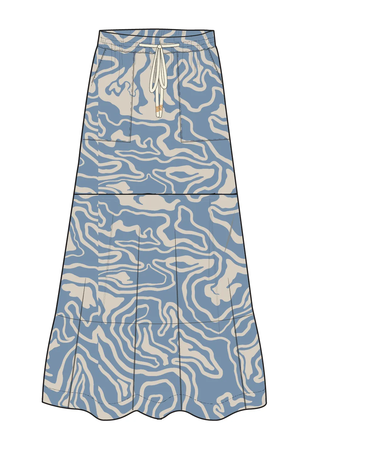 Zephyr Woven Maxi Skirt - Mountain Foliage Faded Denim